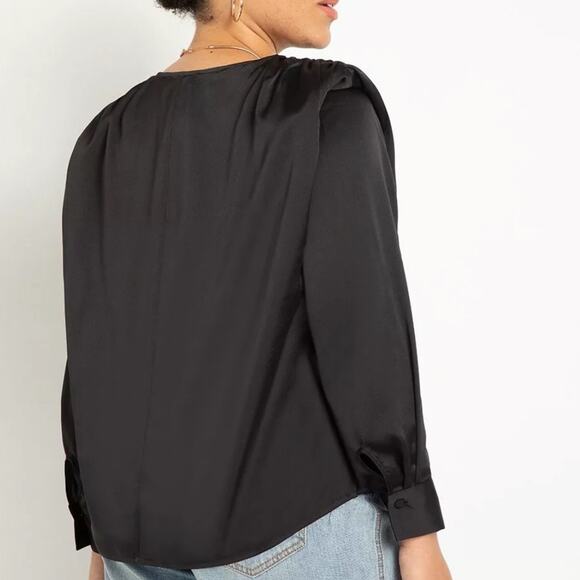 Eloquii Draped Shoulder V-Neck Blouse - Picture 2 of 7